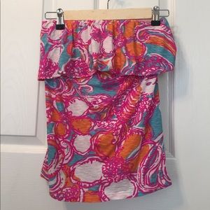 Lilly Pulitzer Strapless Ruffle Top, Size Small